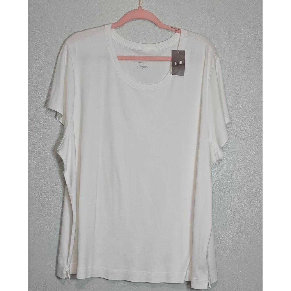 NWT J. Jill Pima Cotton Tee Size 4X White Short Sleeve Scoop Neck T-Shirt